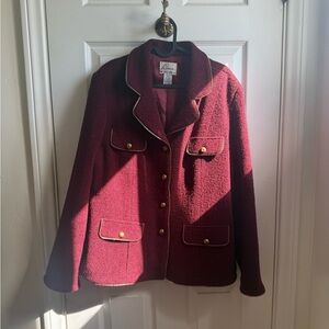Burgundy Blazer with Gold Details